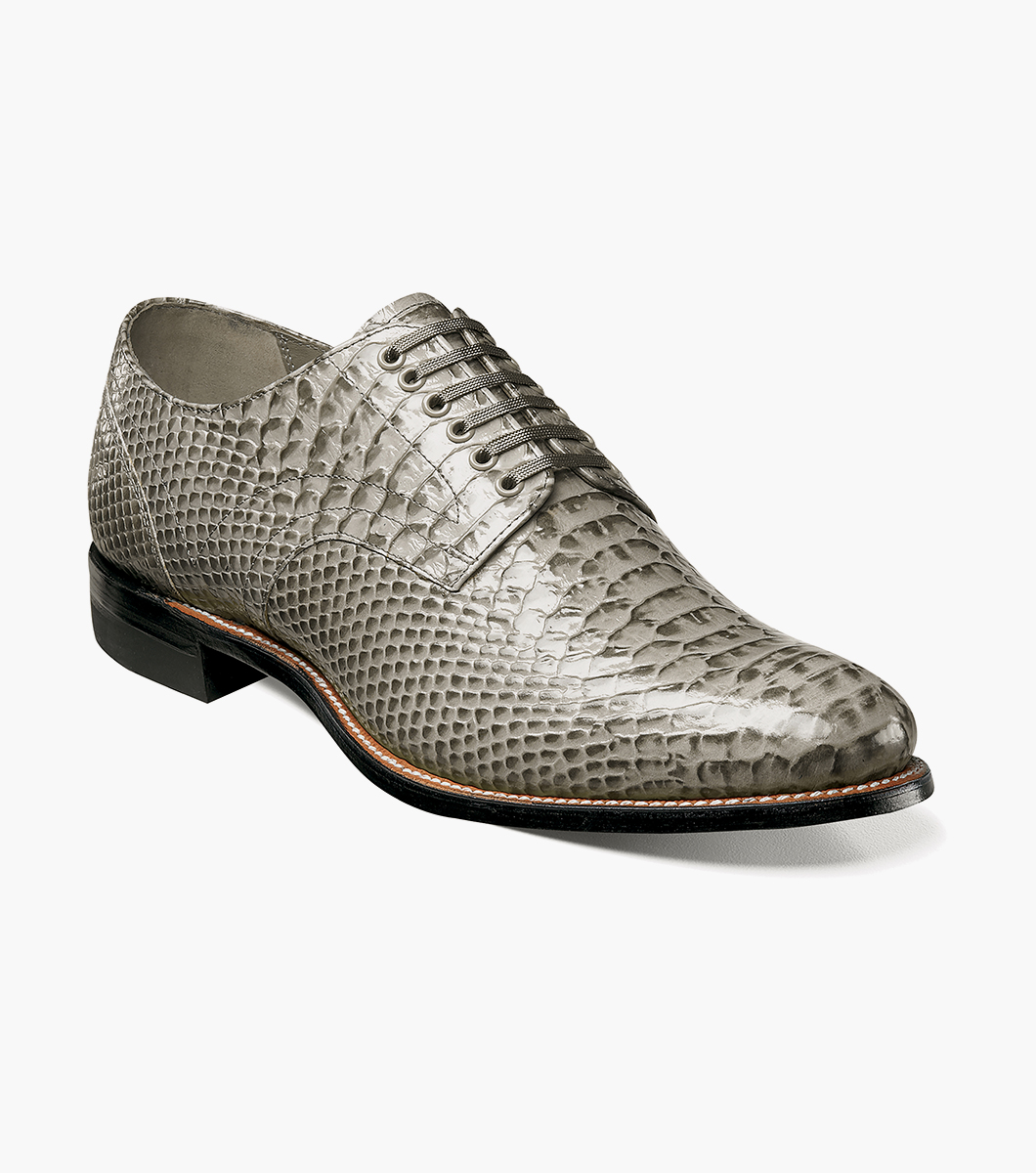 Men's Dress Shoes | Gray Anaconda Plain Toe Oxford | Stacy Adams Madison