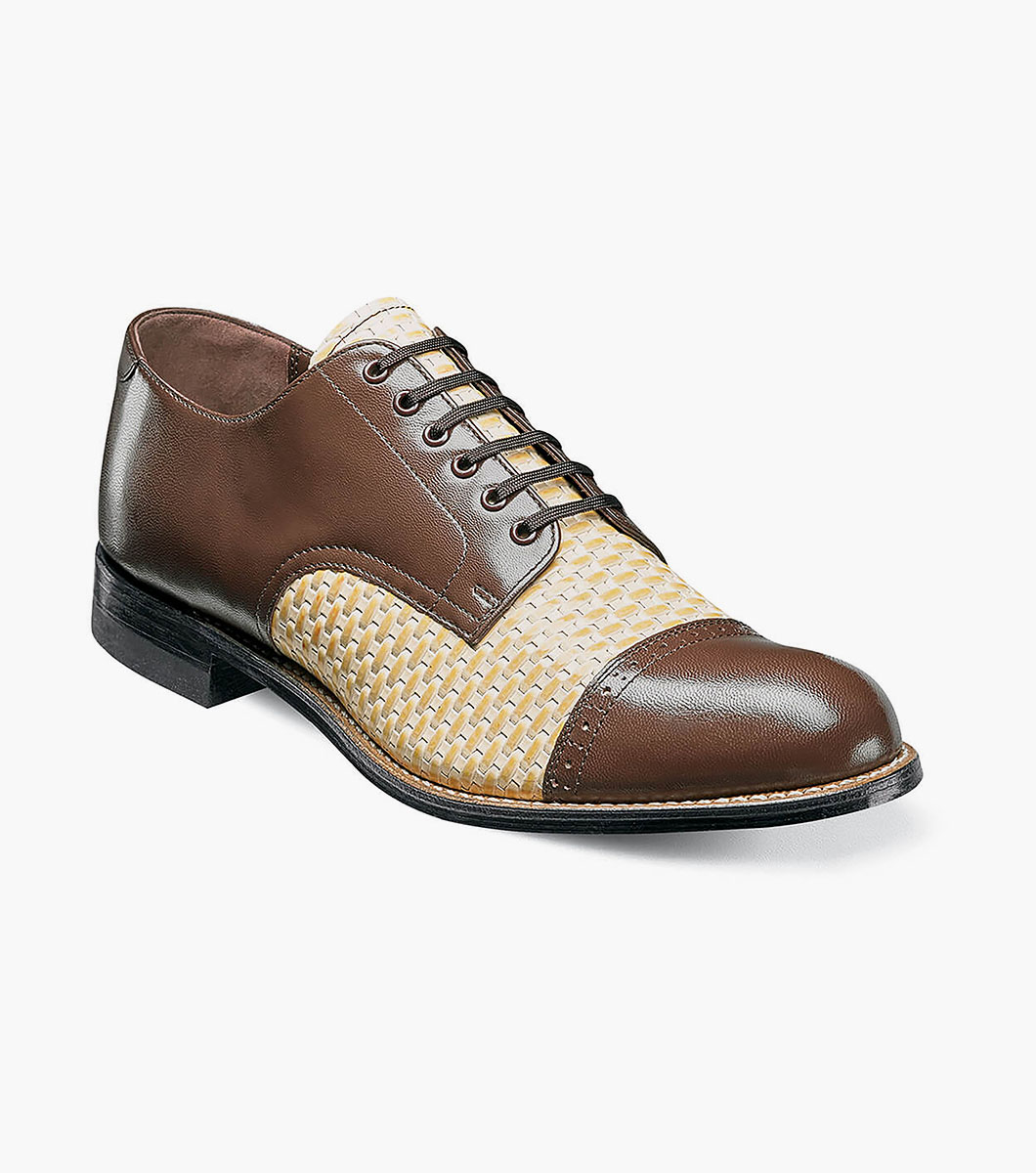 Men's Dress Shoes | Brown Multi Woven Cap Toe Oxford | Stacy Adams Madison