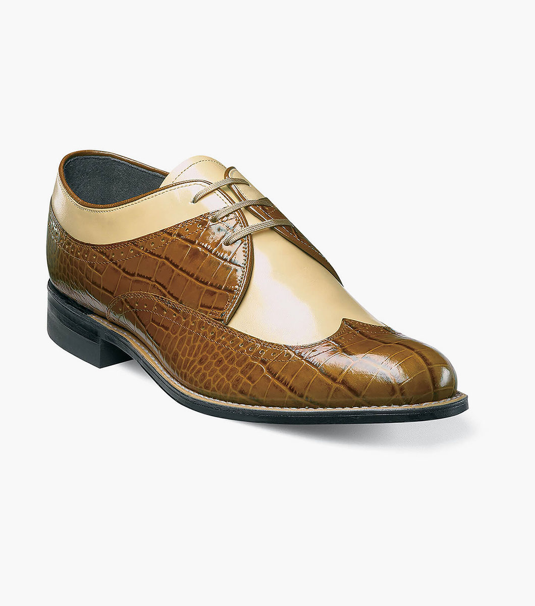 Men's Dress Shoes | Mustard Multi Crocodile Wingtip Oxford | Stacy ...