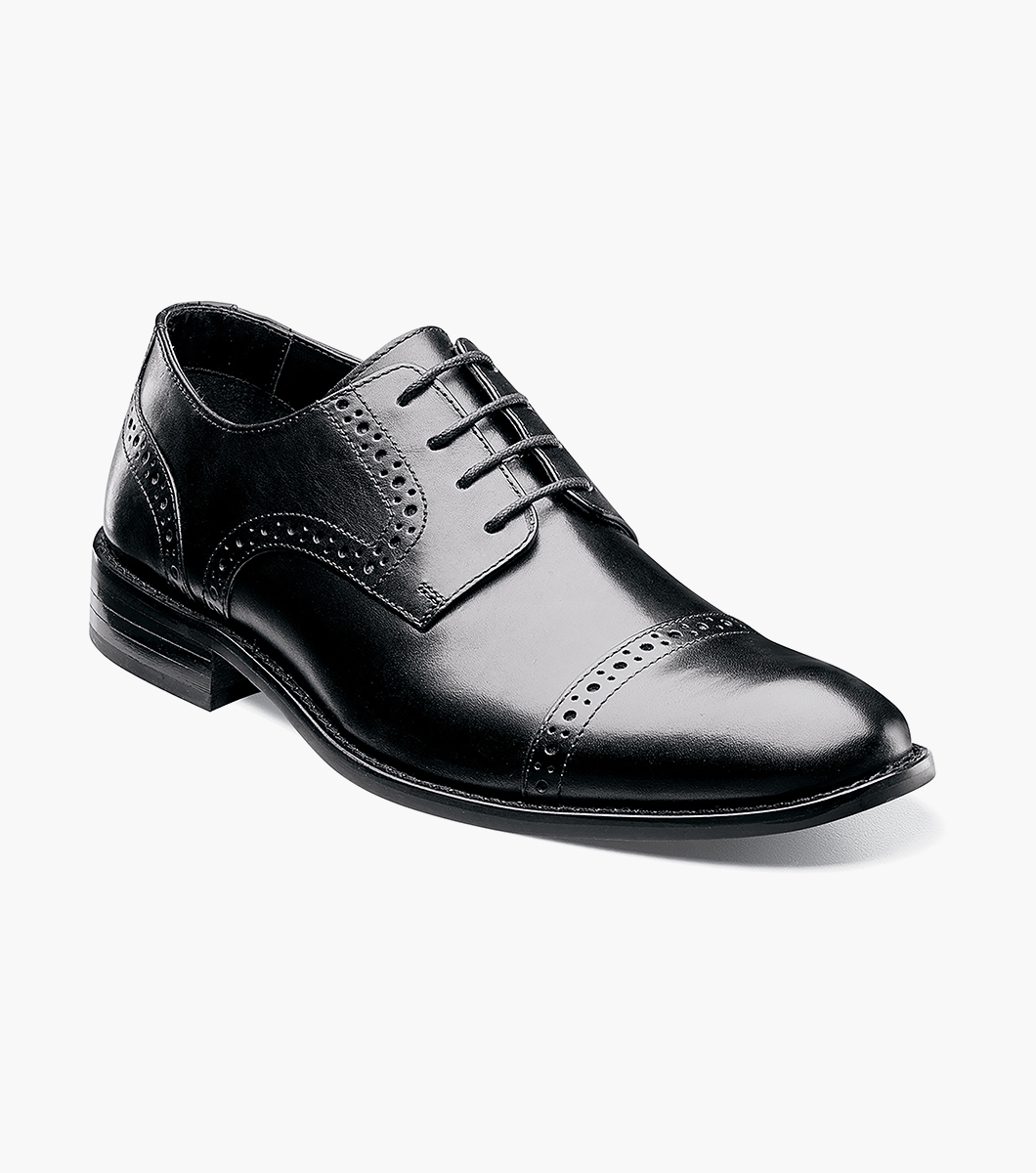Men's Dress Shoes | Black Cap Toe Lace Up | Stacy Adams Prescott