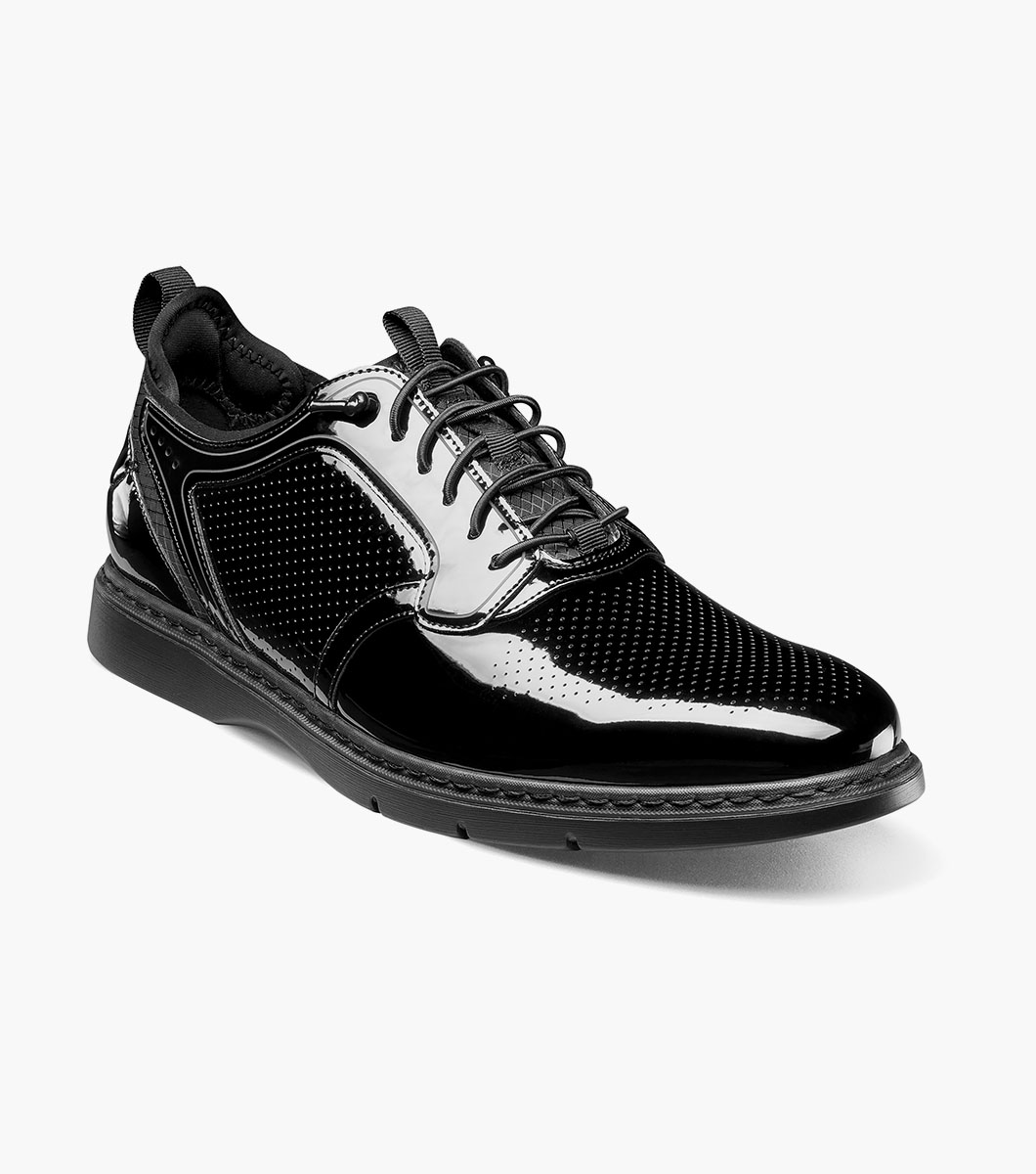 Stacy Adams Shoes Spyre Plain Toe Elastic Lace Black Patent Size 7.5