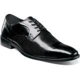 Men's Classic Shoes | Black Lizard Print Cap Toe Oxford | Stacy Adams ...