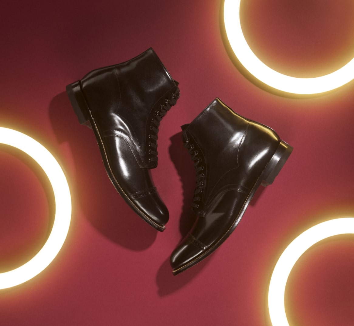 Stacy Adams classics featuring the Madison Cap Toe Boot in black.