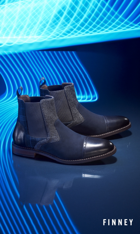 Men's Boots category. Image features the Finney in navy.