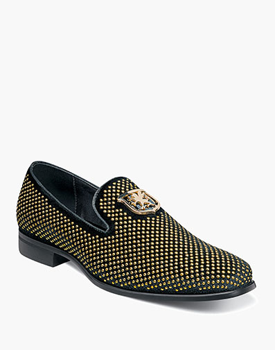 Swagger Studded Slip On in Black and Gold.                        