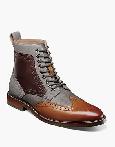 Finnegan Wingtip Lace Up Boot in Cognac Multi for $$145.00