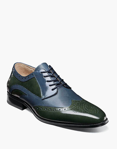 Ivingale Wingtip Oxford in Navy/Green for $$135.00