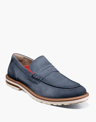 Hopkins Moc Toe Penny Slip On Navy Suede