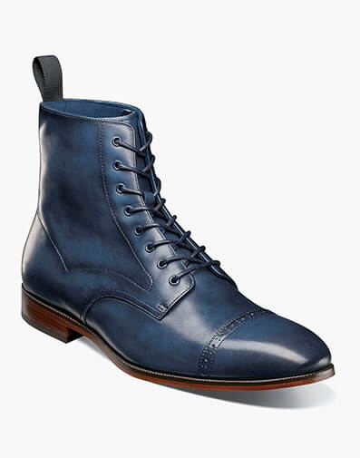 Henry Cap Toe Lace Up Boot in Navy for $$150.00