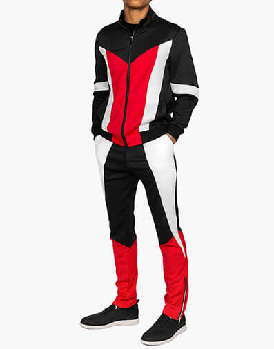 Landon Jogger Set in Black and Red for $$169.00