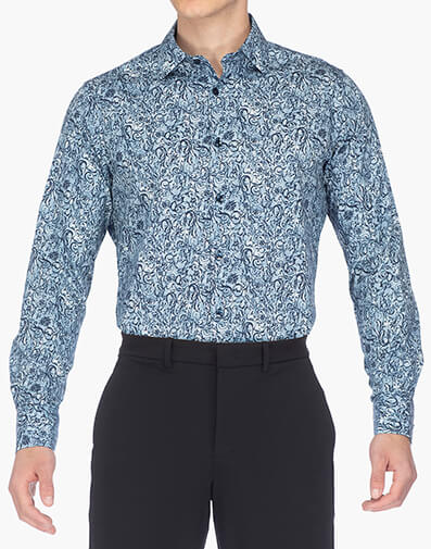 Brafman Dress Shirt Spread Collar in Blue for $$50.00