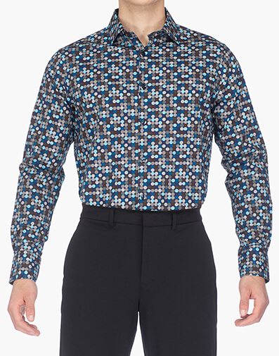 Robinson Dress Shirt Spread Collar in Blue Multi for $$50.00