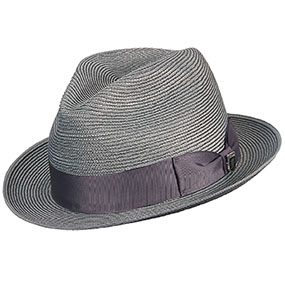 Giordano Fedora Grosgrain Pinch Front Hat in Gray for $70.00