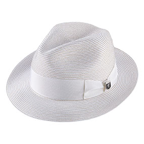 Giordano Fedora Grosgrain Pinch Front Hat in White for $70.00