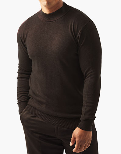 Asher Mock Neck Sweater in Dark Brown for $$79.00