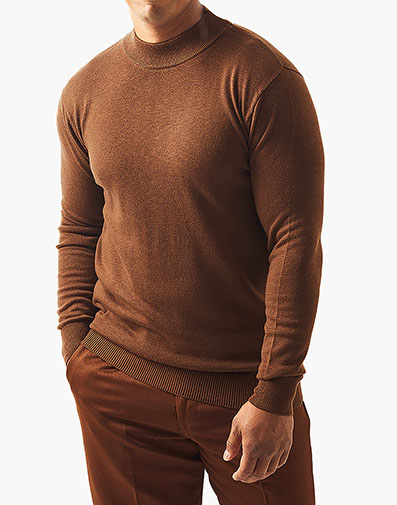 Asher Mock Neck Sweater in Mocha for $$79.00