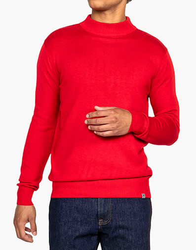 Asher Mock Neck Sweater in Red for $$79.00