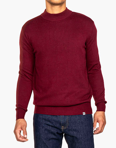 Asher Mock Neck Sweater in Burgundy for $$79.00