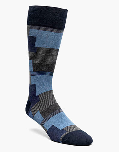 Modern Motif Men's Crew Dress Sock in Blue for $$12.00