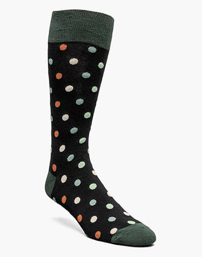Oversize Polka Dots Men's Crew Dress Sock in Black for $$12.00