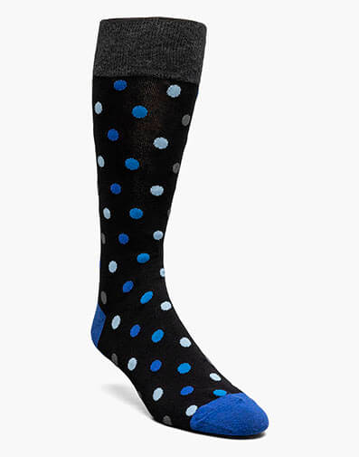 Oversize Polka Dots Men's Crew Dress Sock in Black Multi for $$12.00