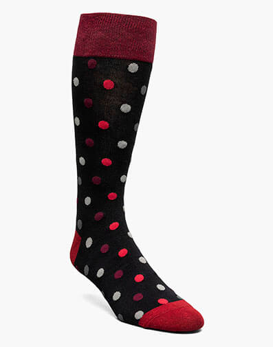Oversize Polka Dots Men's Crew Dress Sock in Red for $$12.00