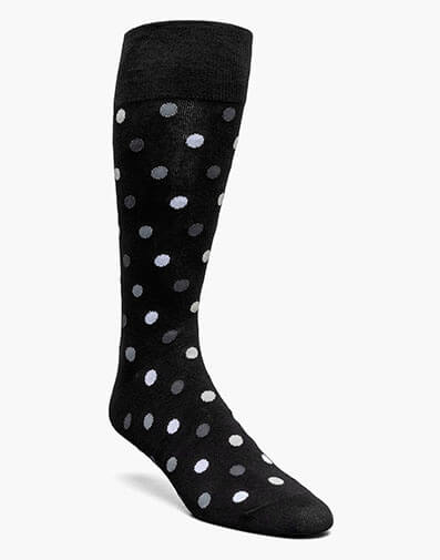 Oversize Polka Dots Men's Crew Dress Sock in Black/Gray for $$12.00