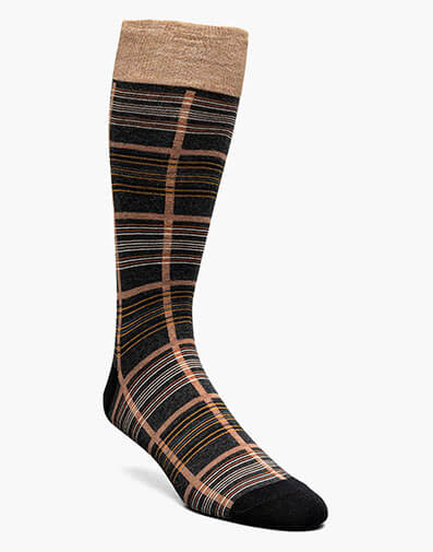 Fun Stripes Men's Crew Dress Sock in Tan Multi for $$12.00