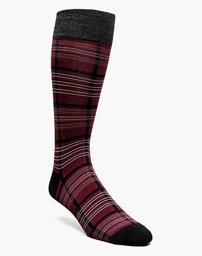 Fun Stripes Men's Crew Dress Sock in Black and Red for $$12.00