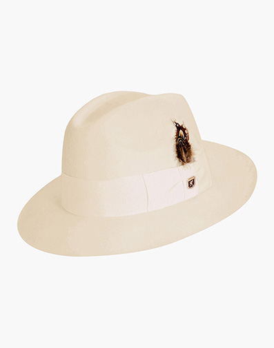 August Fedora Wool Felt Pinch Front Hat in Ivory for $$85.00