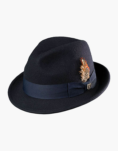 Ari Fedora Wool Felt Pinch Front Hat in Navy for $$70.00