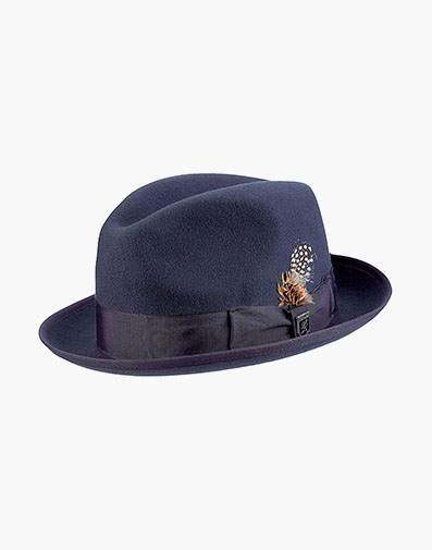 Clifton Fedora Wool Pinch Front Hat in Navy for $$70.00