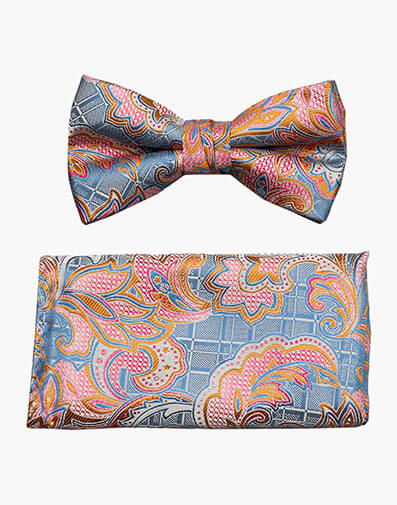 Niels Bow Tie & Hanky Set in Orange Multi for $$18.00